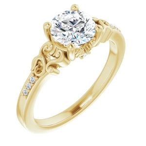 14K Yellow 6.5 mm Round Engagement Ring Mounting w 1.01ct I VS1 LG Diamond