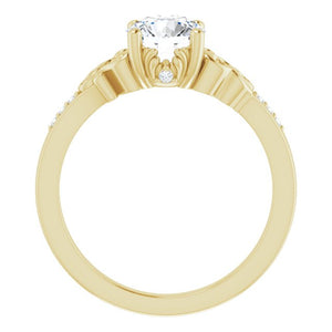 14K Yellow 6.5 mm Round Engagement Ring Mounting w 1.01ct I VS1 LG Diamond