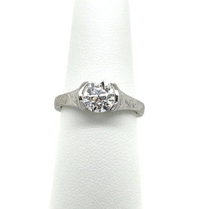 Preloved 1.36ct G VVS2 Lab Grown August Vintage Round in Designer Platinum Ring