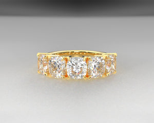 5 Stone August Vintage Cushion Wedding Band w Lab Grown Diamonds