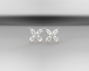 Ladies Platinum Marquise Cluster Earrings