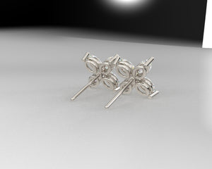 Ladies Platinum Marquise Cluster Earrings