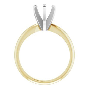 14K Yellow & Platinum 7.8-8.6 mm Round 6-Prong Heavy Solitaire Ring Mounting