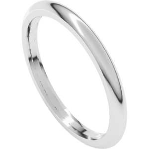 Ladies 14kt white gold 2mm, half round standard thickness, comfort fit band