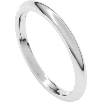 Ladies 14kt white gold 2mm, half round standard thickness, comfort fit band