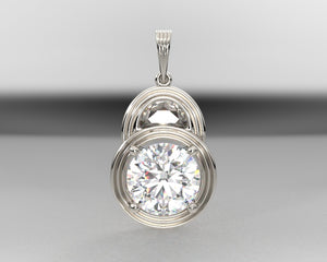 Ladies Diamond Solitaire Pendant with Half Moon