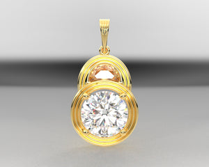 Ladies Diamond Solitaire Pendant with Half Moon