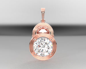 Ladies Diamond Solitaire Pendant with Half Moon