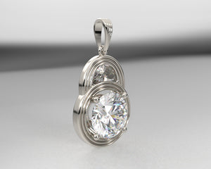 Ladies Diamond Solitaire Pendant with Half Moon