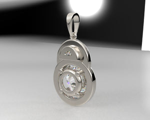 Ladies Diamond Solitaire Pendant with Half Moon