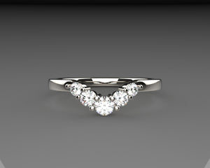 Ladies 5 Stone U shaped wedding band w Lab Grown Diamonds