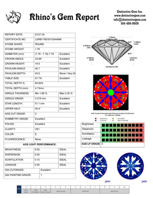 1.76ct E VS1 Distinctive Hearts & Arrows Cut Private Reserve Lab Grown Diamond