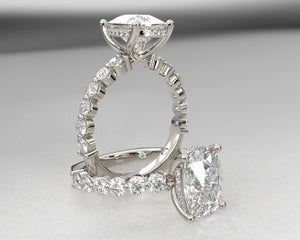 Nouri's Signature Floating Diamond Shared Prong Engagement Ring w 2.75mm LG Rounds