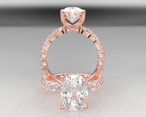 Nouri's Signature Floating Diamond Shared Prong Engagement Ring w 2.75mm LG Rounds