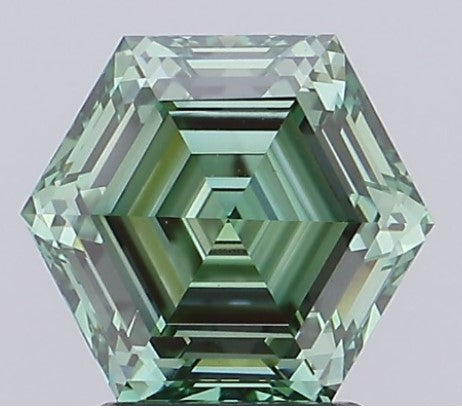 Pair of 1.5x cttw Fancy Green VS+ Hexagonal Cut Lab Grown Diamonds