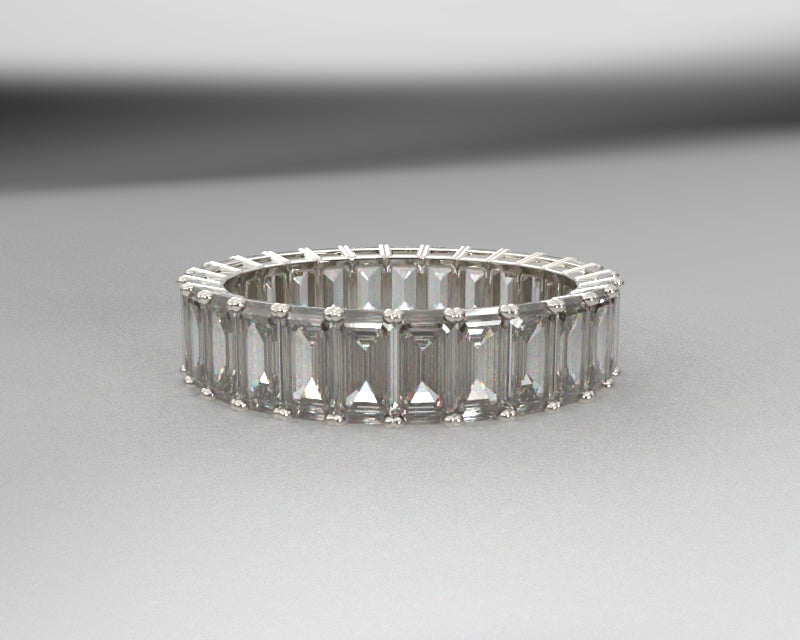 Moissanite emerald online cut eternity band