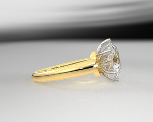 Erica's Bespoke 18kt/Platinum Engraved Vintage Engagement ring