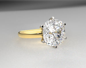 Erica's Bespoke 18kt/Platinum Engraved Vintage Engagement ring