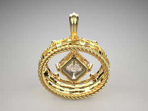 Bespoke Ladies Weaved Pendant with diamond frame.