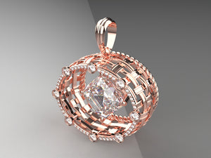 Bespoke Ladies Weaved Pendant with diamond frame.