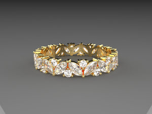 Ladies Diamond Wedding Band marquise & round diamonds