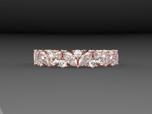 Ladies Diamond Wedding Band marquise & round diamonds