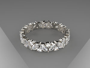 Ladies Diamond Wedding Band marquise & round diamonds