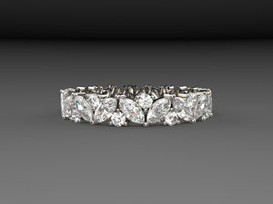 Ladies Diamond Wedding Band marquise & round diamonds