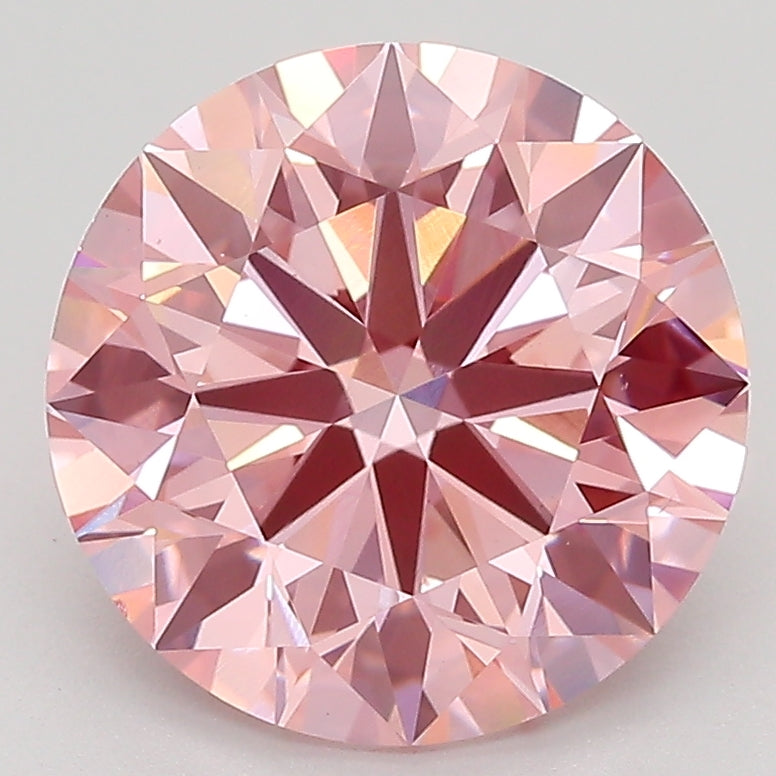 7.15cttw Fancy Intense Pink VS1 Round Brilliant Cut Lab Grown Diamonds